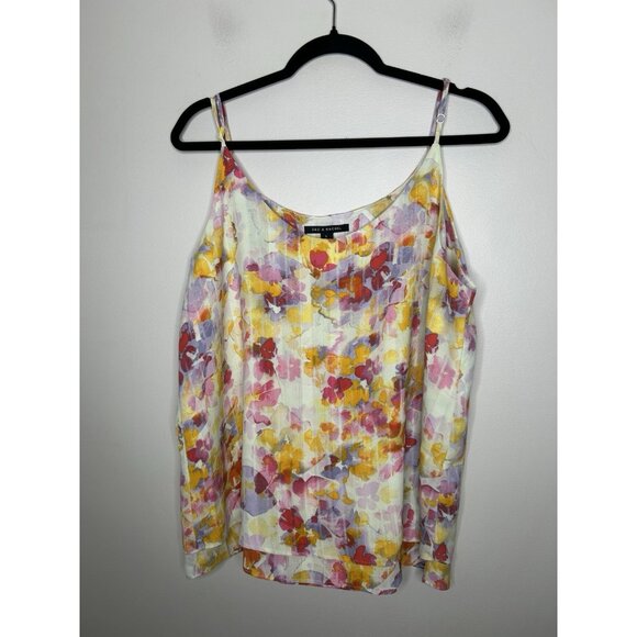 Zac & Rachel Floral Watercolor Bright Print Layered Popover Cami Size Large - Picture 1 of 10
